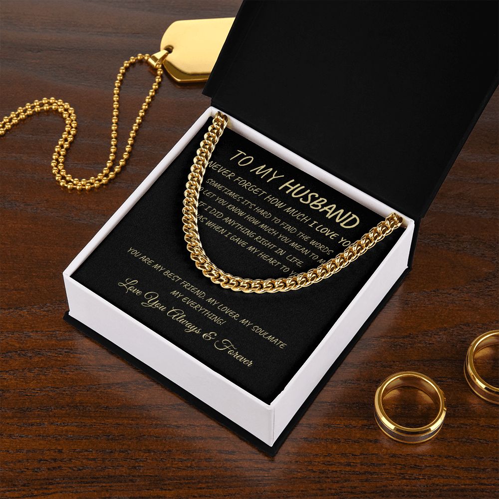 To My Husband Cuban Chain Necklace, Husband Gift, Husband Anniversary Gift, Husband Birthday Gift from Wife, Valentines Day Gifts