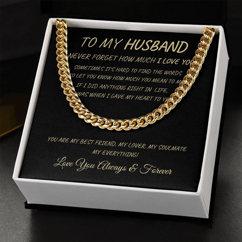 To My Husband Cuban Chain Necklace, Husband Gift, Husband Anniversary Gift, Husband Birthday Gift from Wife, Valentines Day Gifts